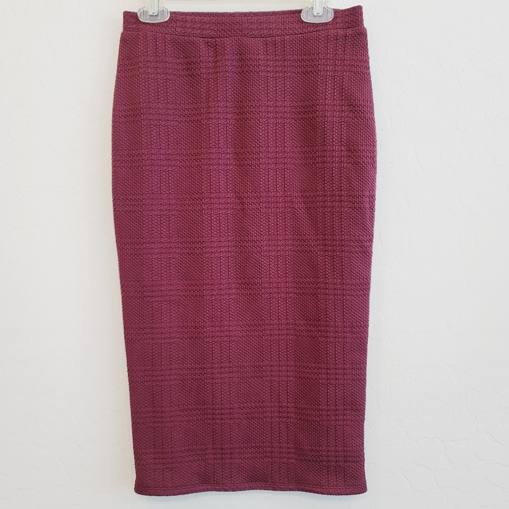 💕 Leith High Waist Body-Con Skirt in Burgundy XS